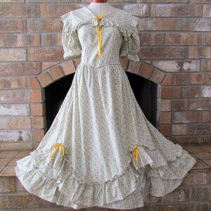 PRAIRIE DRESS, M-L, LONG COTTON PRINT COSTUME DAY GOWN, HISTORIC VICTORIAN STYLE
